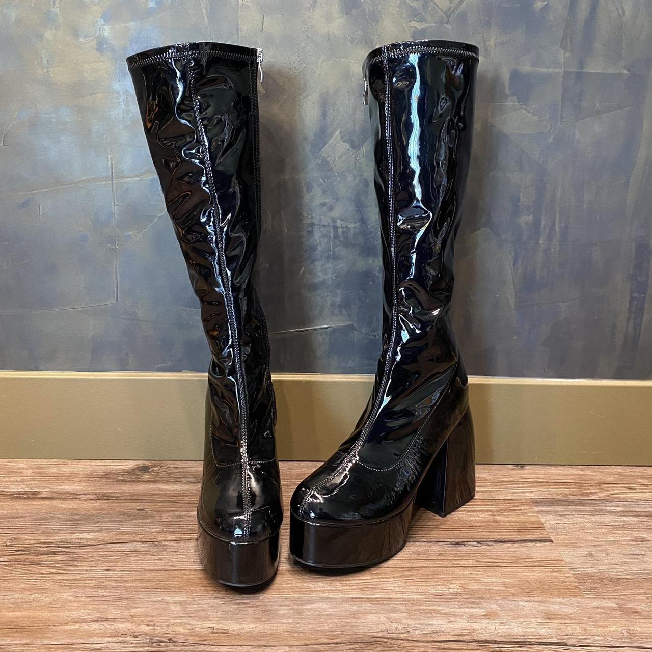 LILIANA black shiny knee high boots purchased. Depop