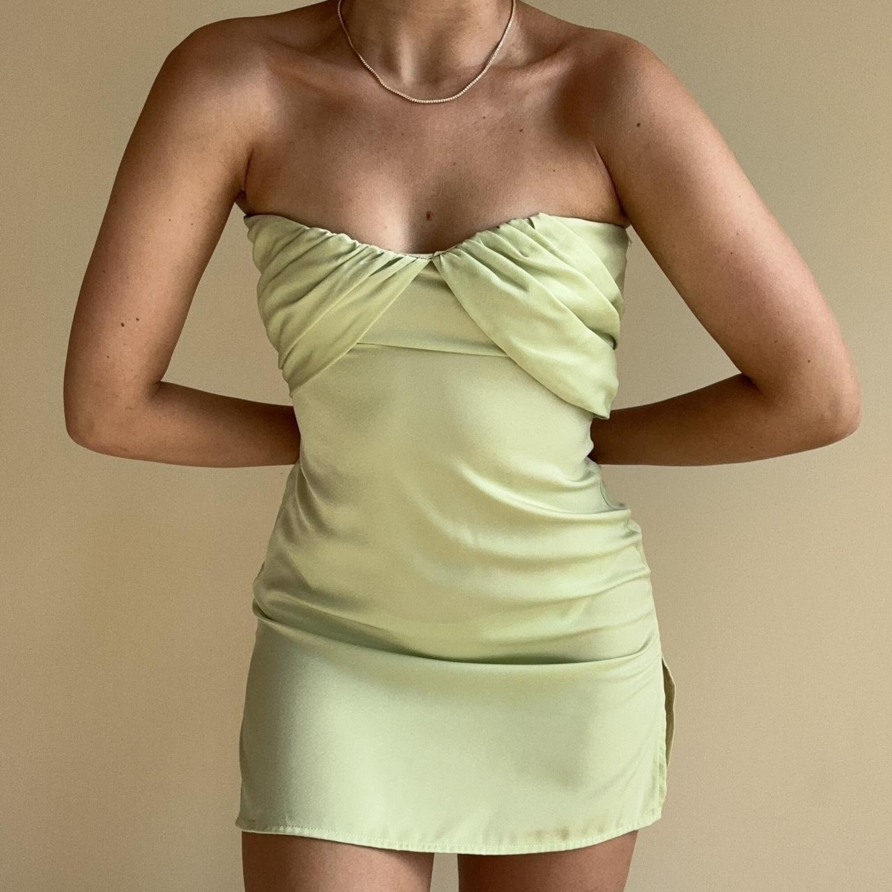 PRINCESS POLLY sage green strapless mini dress •... Depop