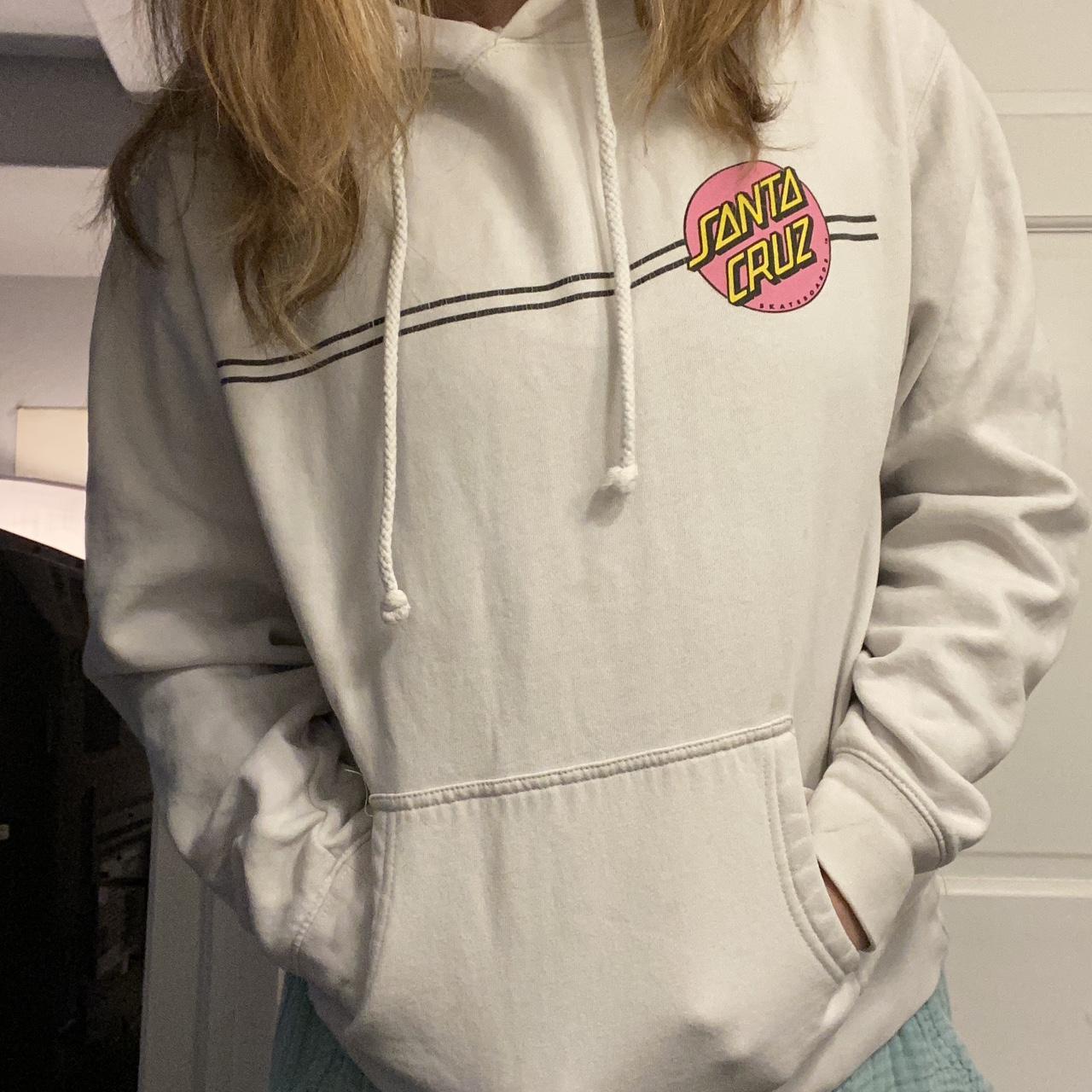 santa cruz hoodie size s pretty faded white but Depop