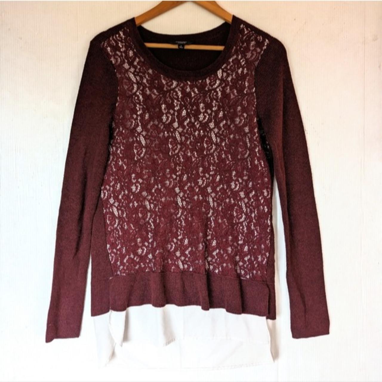 SIMPLY VERA Vera Wang layered lace sweater plum - Depop