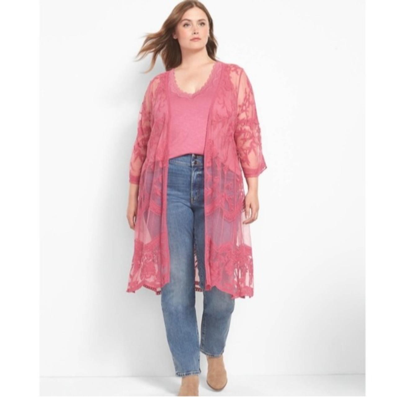 LANE BRYANT sheer lace floral embroidered