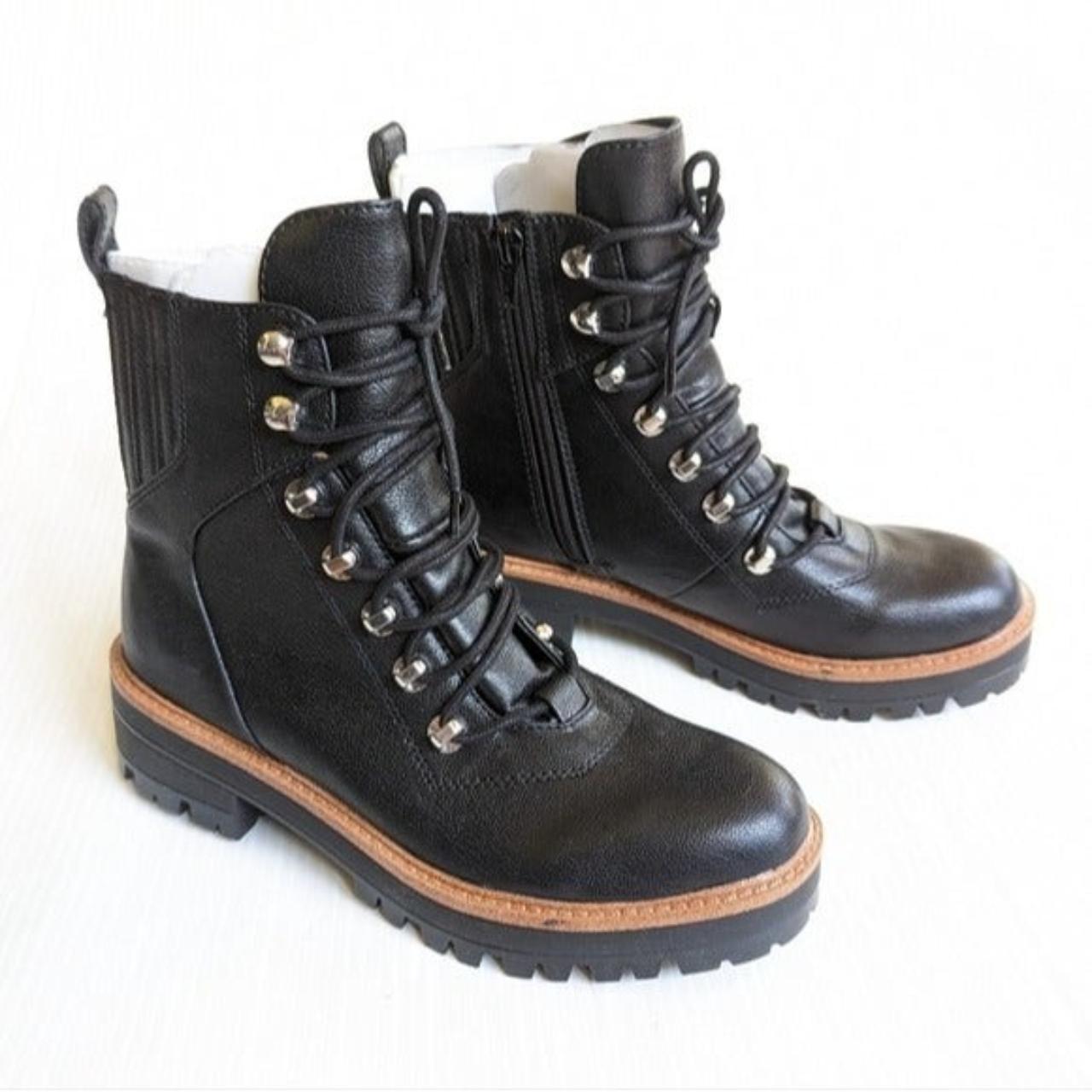 NINE WEST Ivona black lace-up combat boots