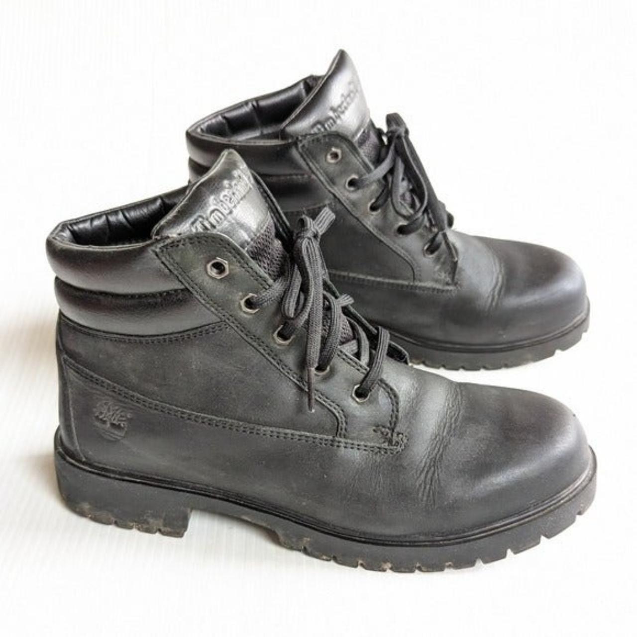 TIMBERLAND black leather high top lace-up Depop