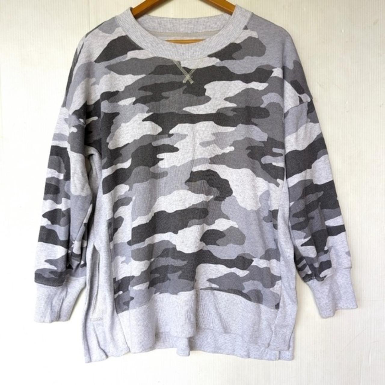 AERIE gray camo camouflage pull over crewneck Depop