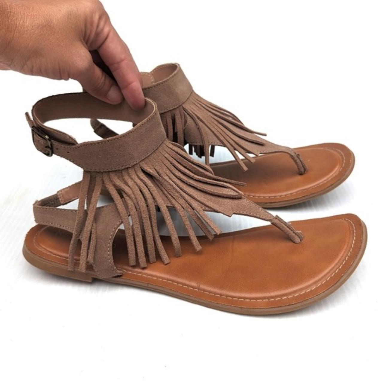 Top Moda Women's Flat Bohemian Tribal Style Sandal with Fringe and Faux  Stones - Walmart.com