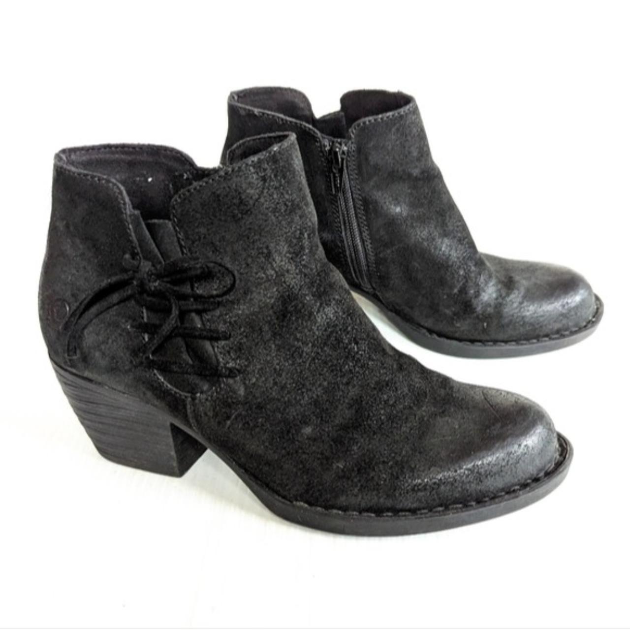 BORN Tembi black nubuck leather ankle booties