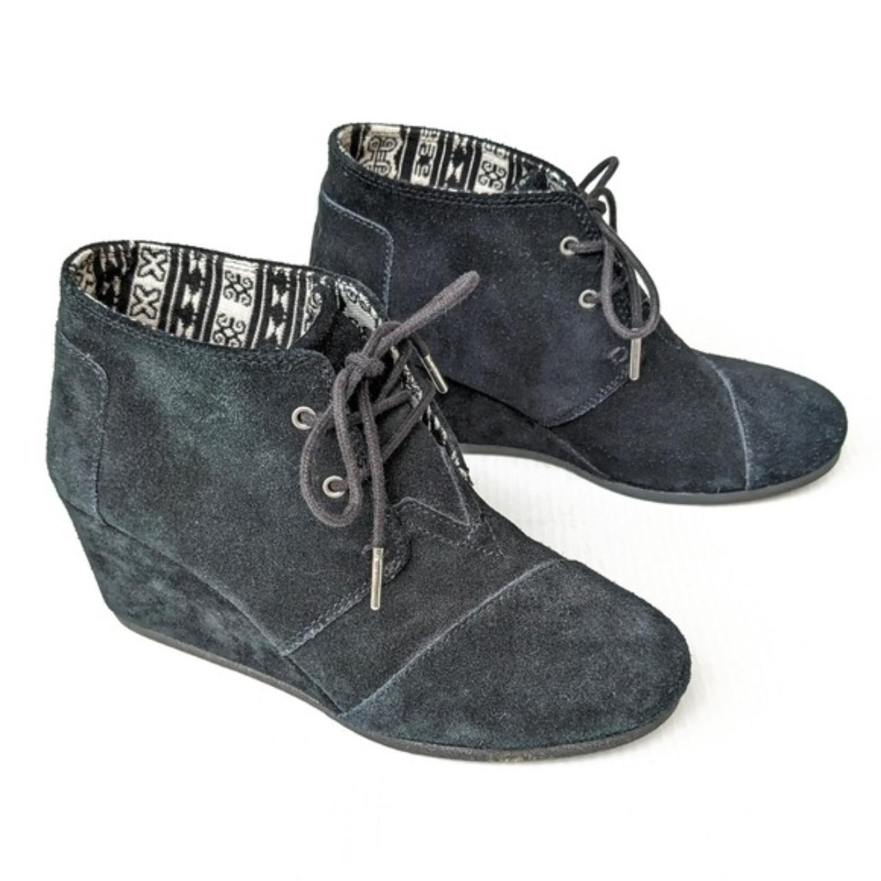 Wedge Boot Toms Desert Wedge Black TOMS Black Suede Oxford Wedge