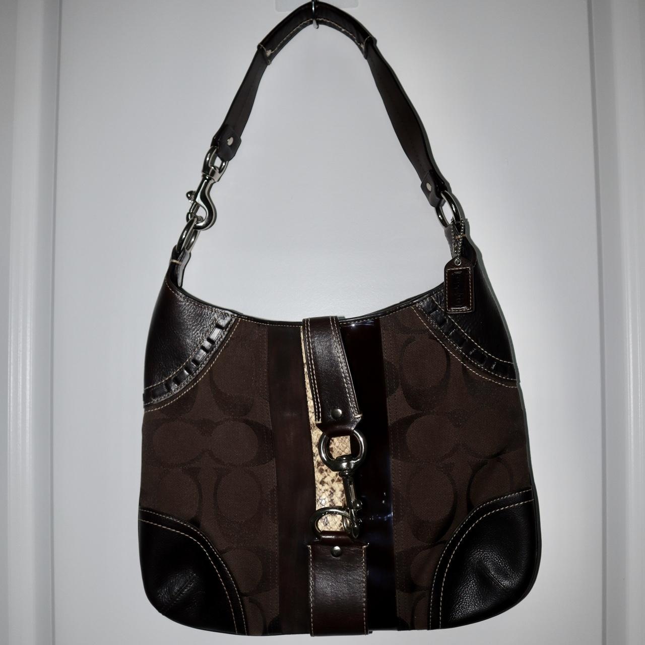 Coach Hampton Brown Python Stripe Hobo hotsell Bag