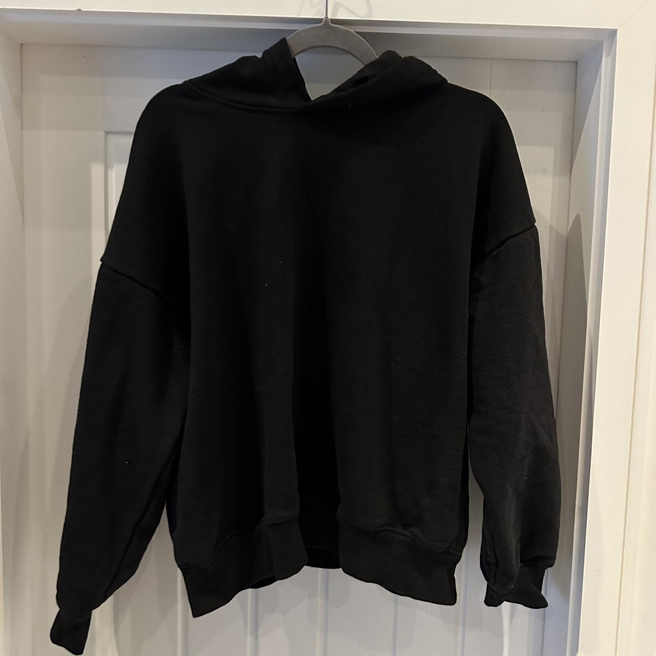 Black BoohooMan boxy hoodie. Large but quite small... - Depop