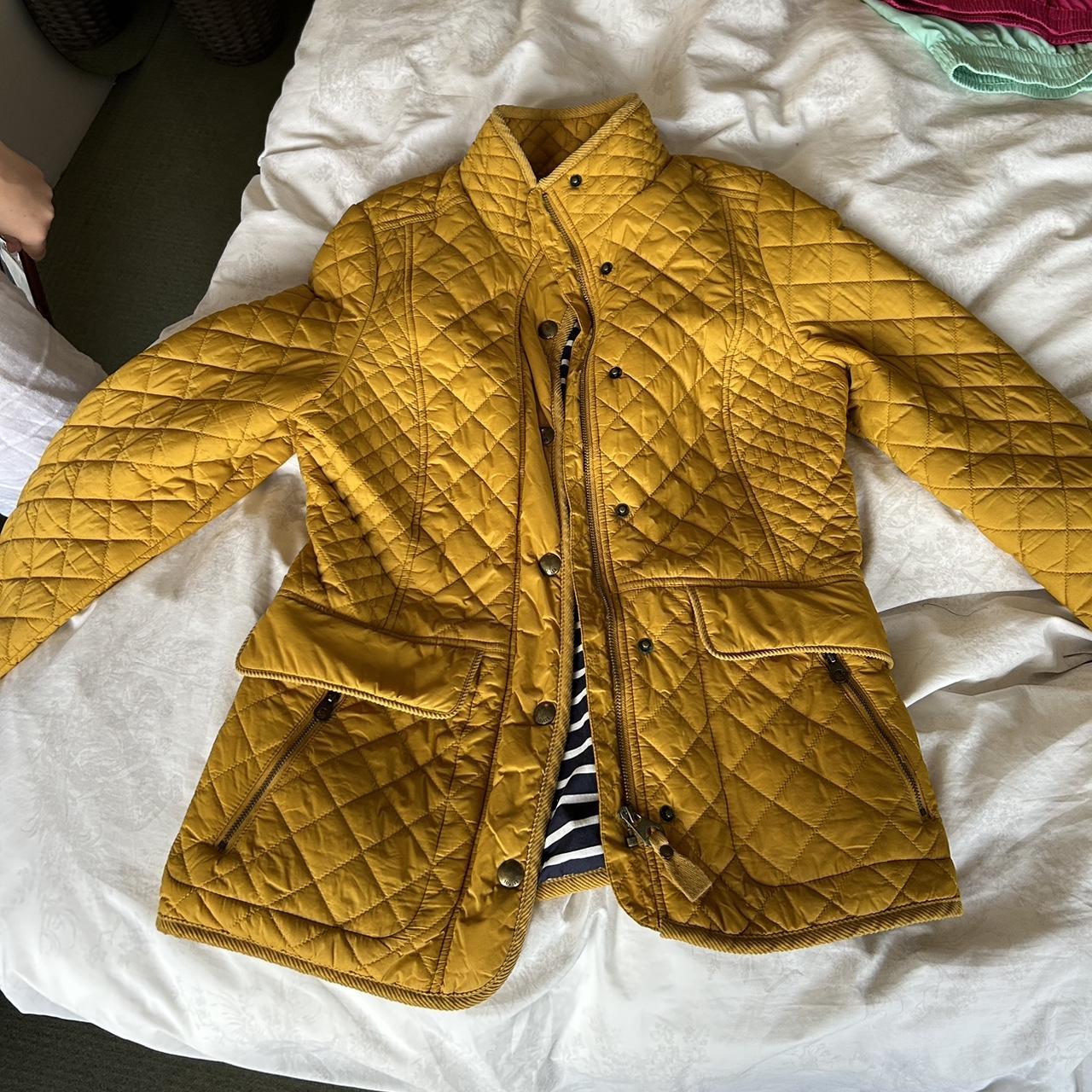 Joules mustard quilted jacket, size 12... Depop