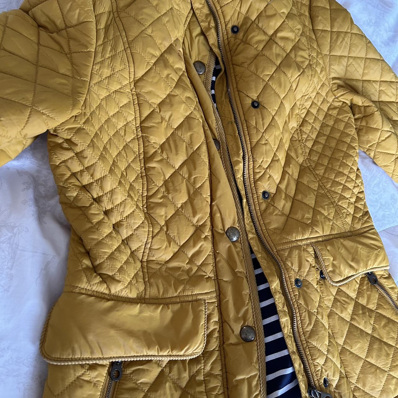 Joules mustard quilted jacket, size 12... Depop