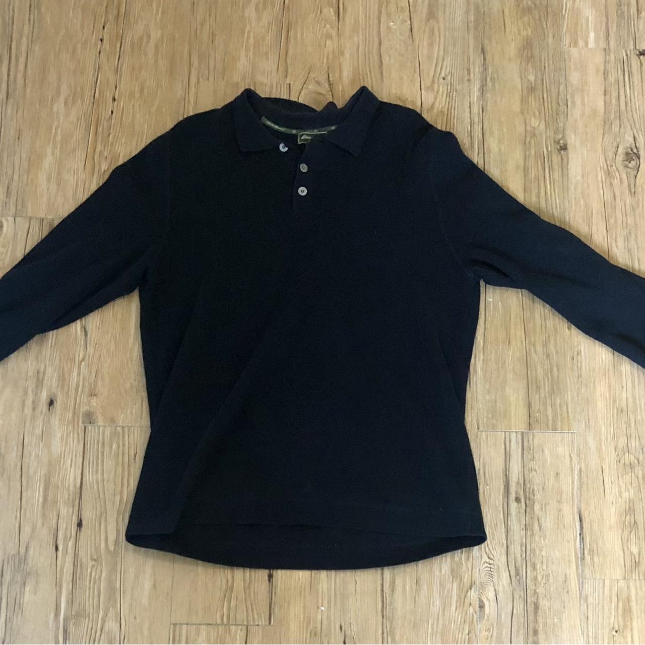 Eddie Bauer black long sleeve polo in perfect condition Depop
