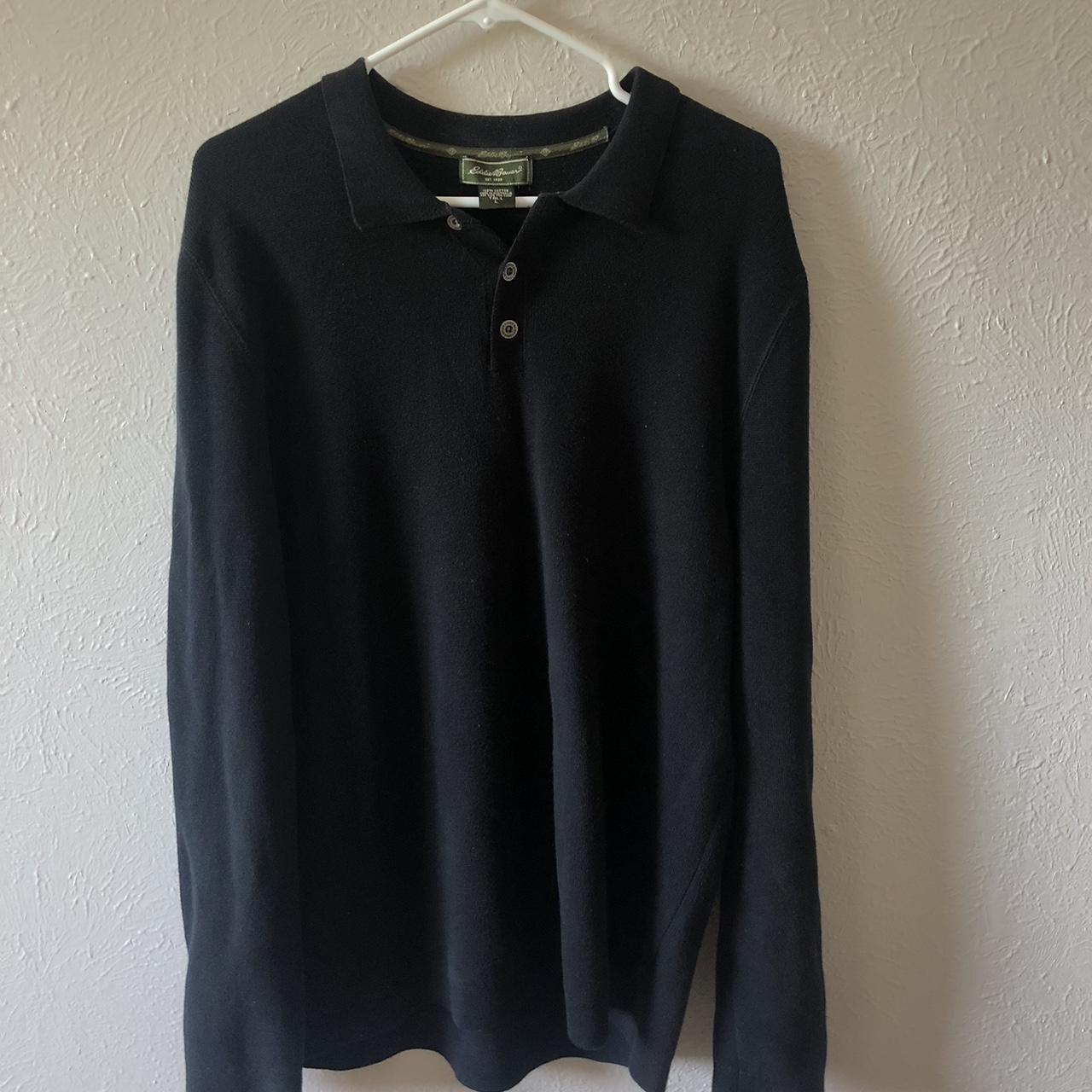 Eddie Bauer black long sleeve polo in perfect condition Depop