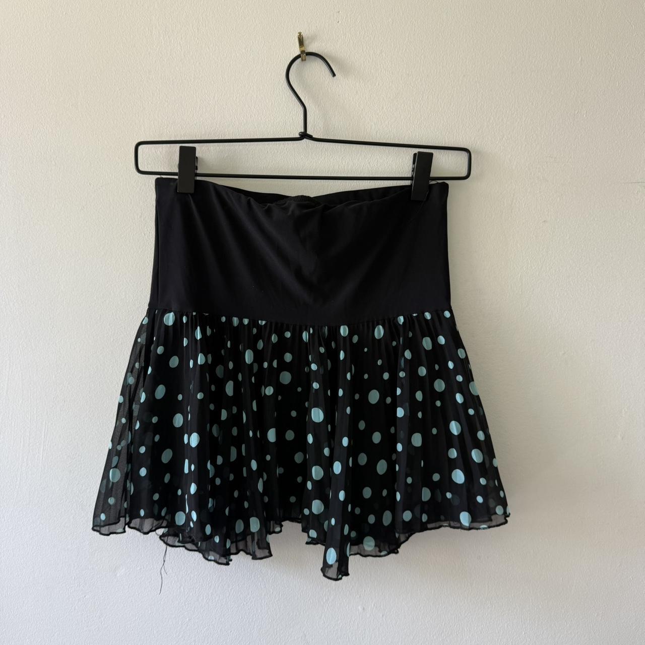 Miaou Women's Skirt - Black/Multi - S – Black & teal blue polka dot mini …