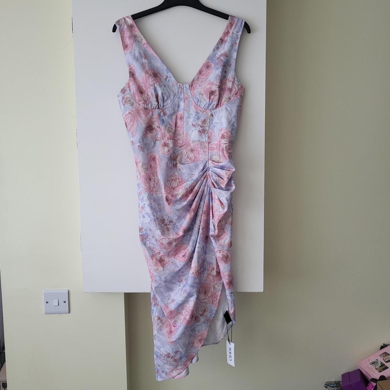 Cider Lilac, pink and white floral satin corset... Depop