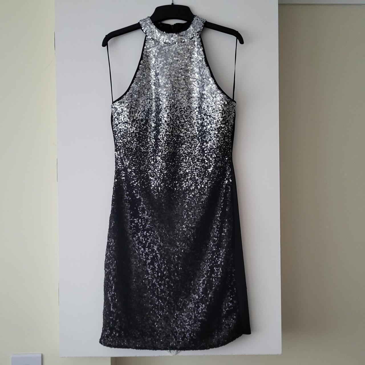 Quiz black and silver sequin dress hotsell