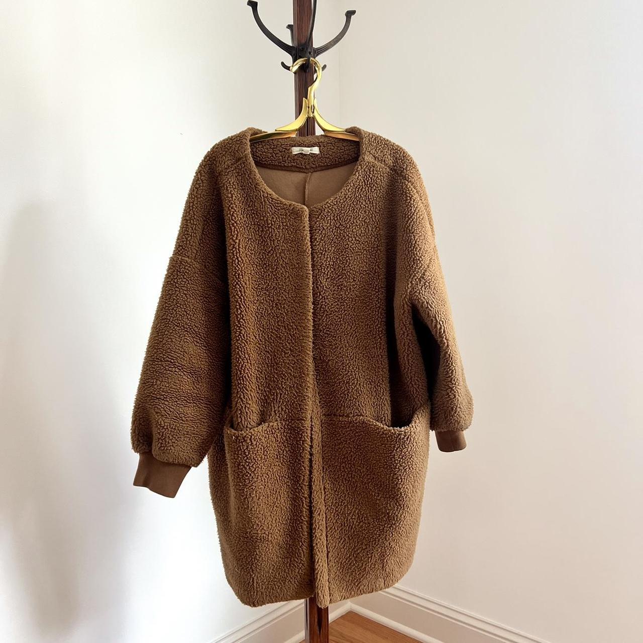 Madewell Brown Teddy Bear Coat with Pockets Size. Depop