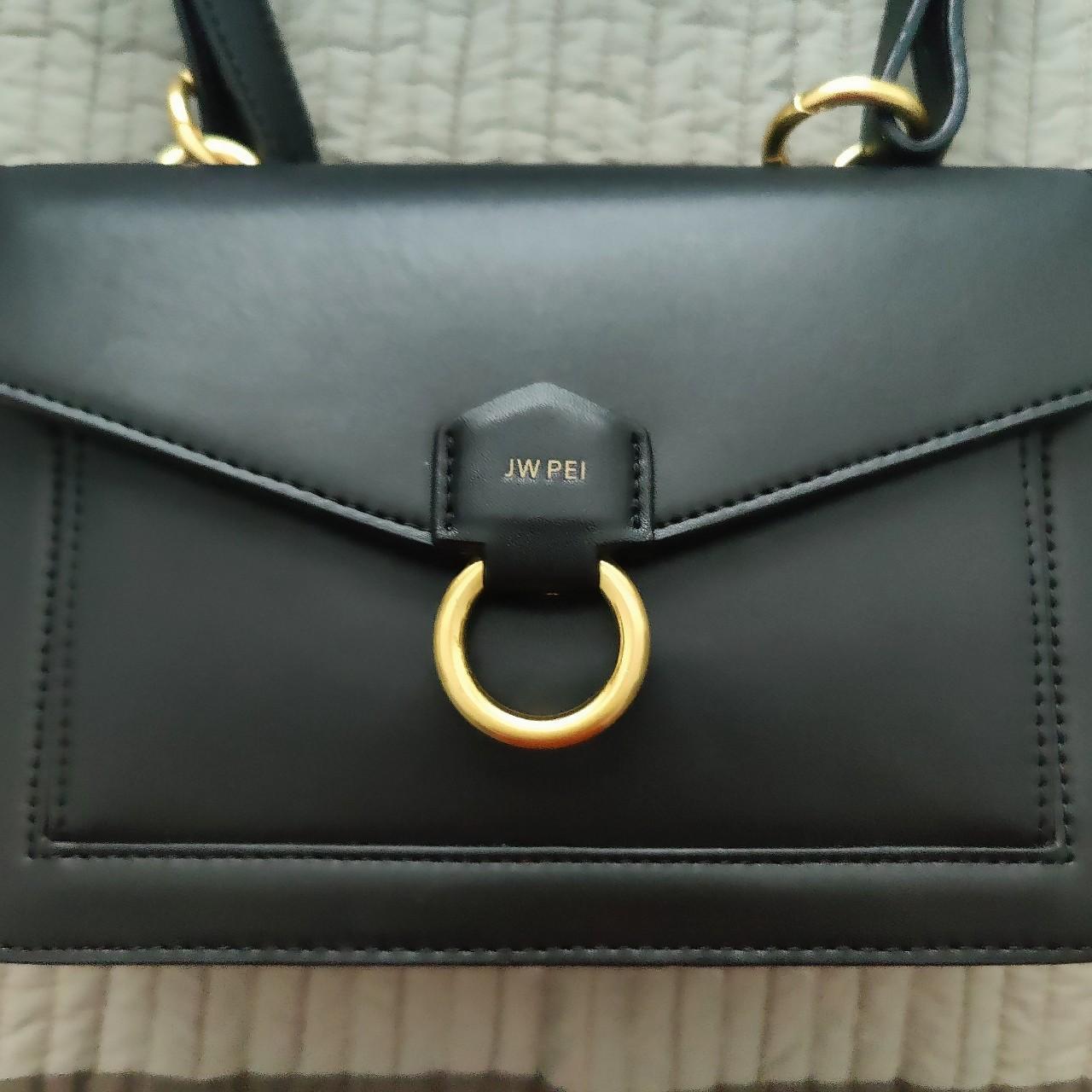 JW Pei Envelope Crossbody Bag in Black Gold - Depop