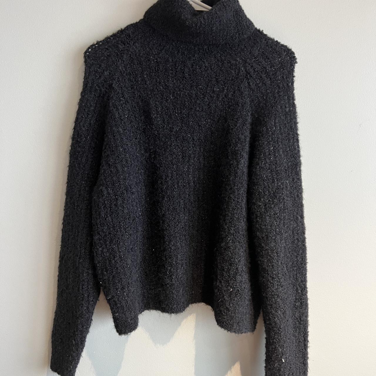 -black comfy sweater -turtleneck style -only worn once - Depop