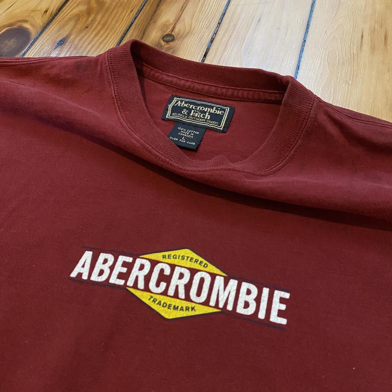 Abercrombie & Fitch Men's T-shirt - Red/Burgundy … - image 2