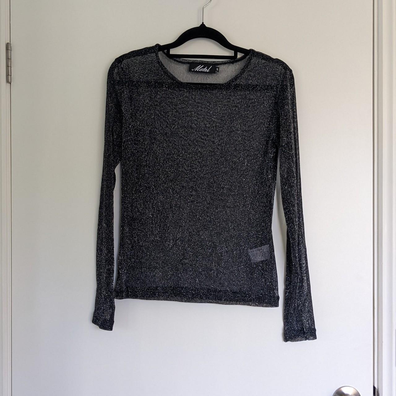 Motel sparkly mesh top Simple long-sleeve top made... - Depop