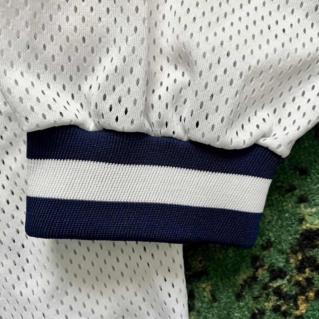 Vintage 1990s Boxy Mesh Blue Football Jersey love - Depop