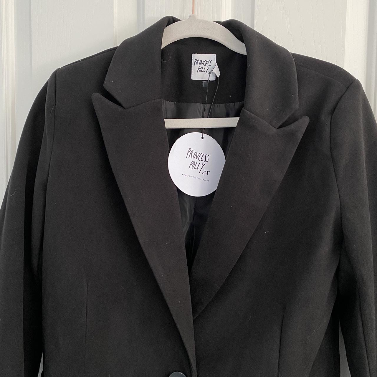 Princess Polly Women's Black Coat Depop