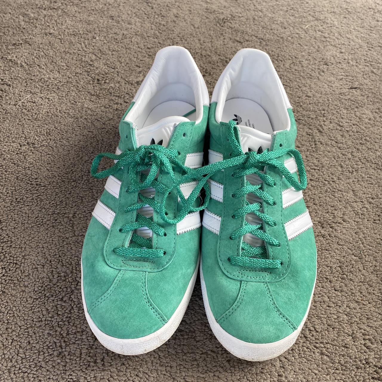 Adidas gazelle in green and white Not getting... - Depop