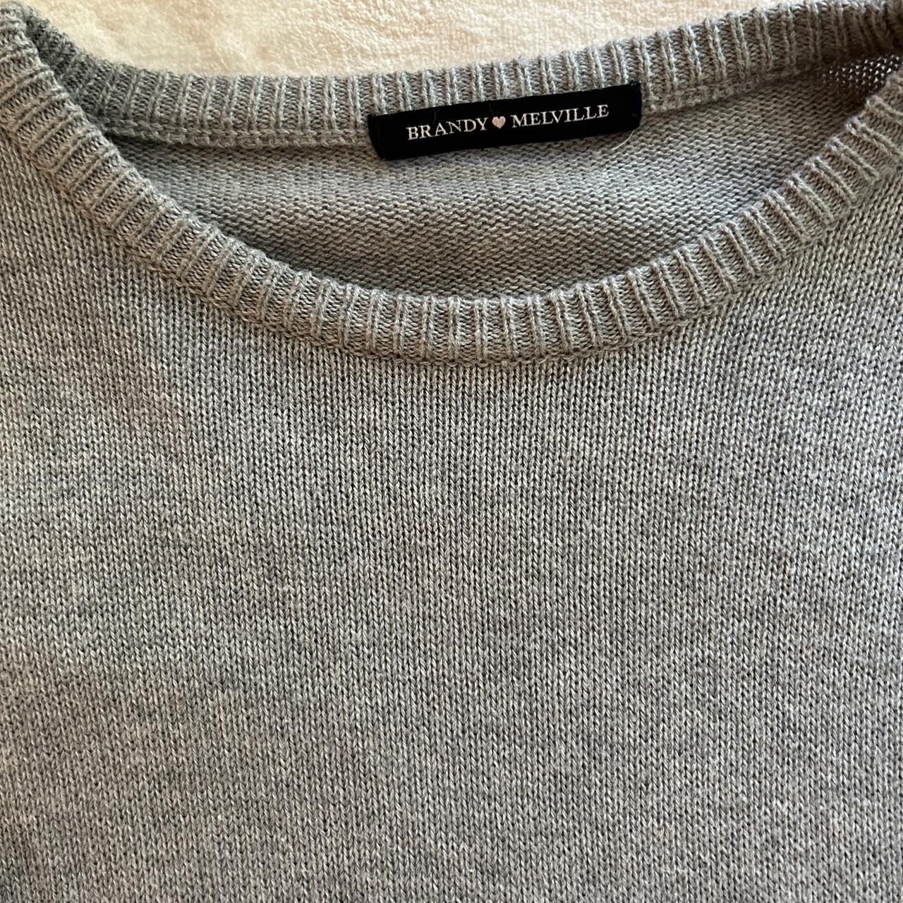 Grey striped knitted Brandy Melville sweater - Depop