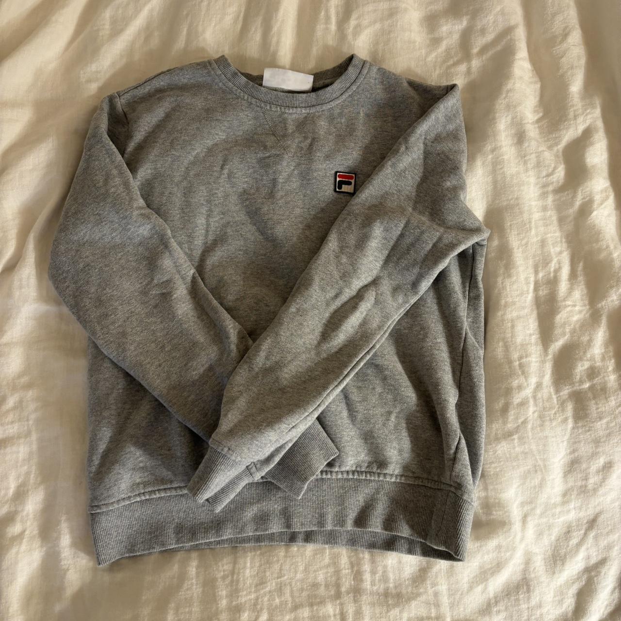 Light grey Fila crew neck sweatshirt size small Depop