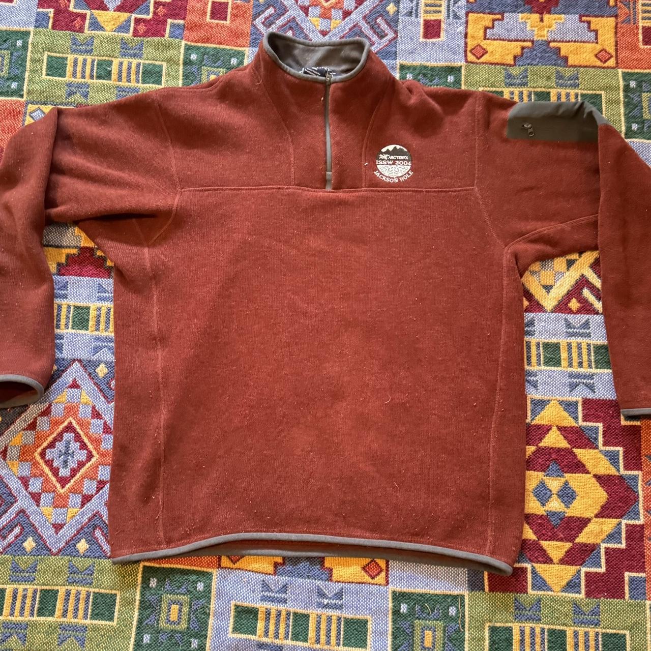 Vintage Arc’teryx red maroon fleece embroidery... - Depop