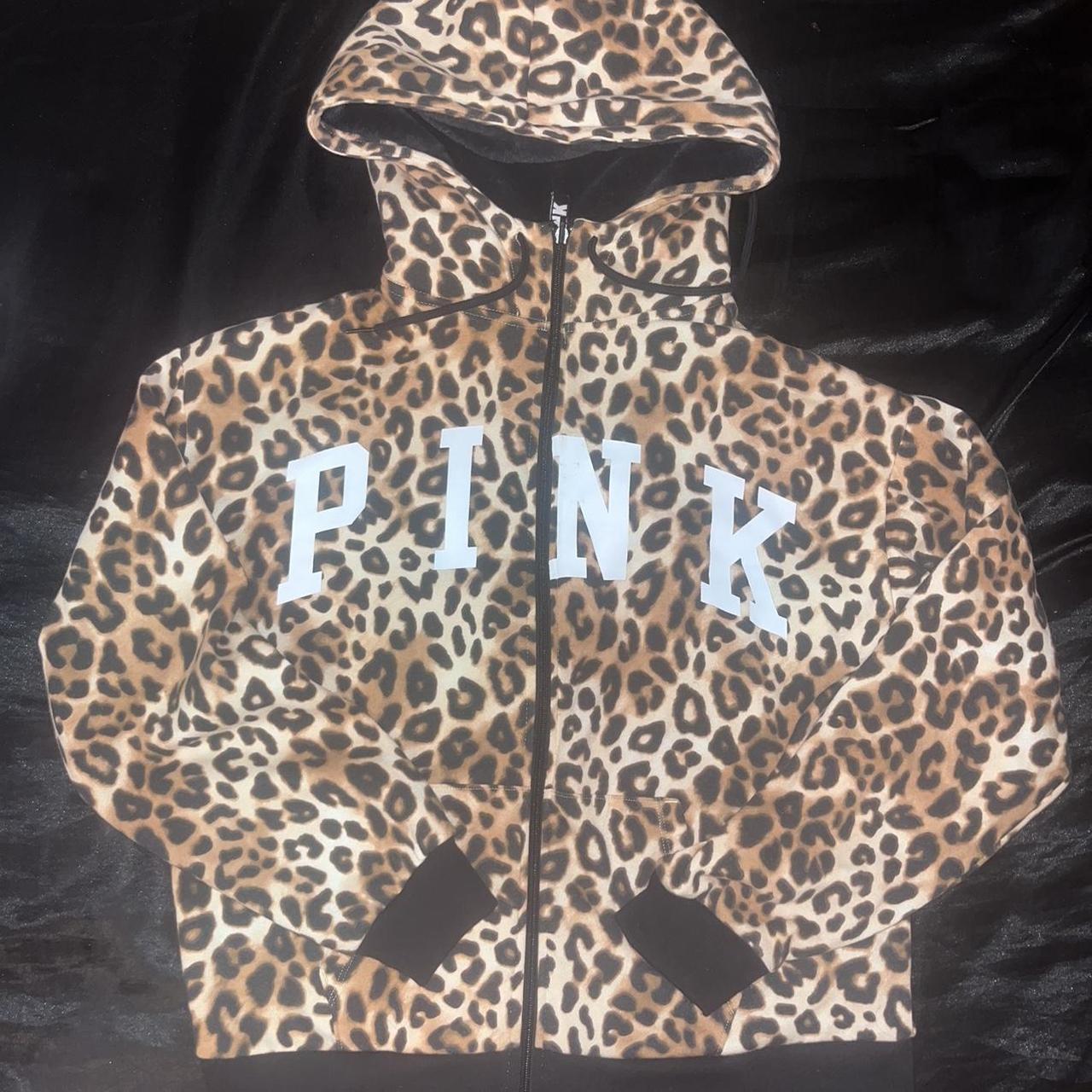 cheetah print pink zip up +black fur on the Depop