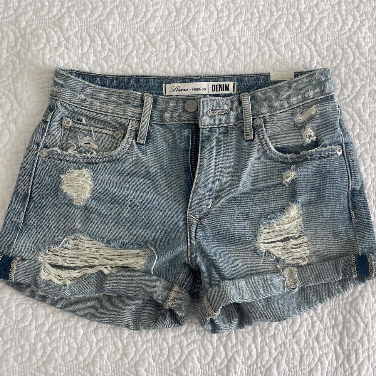 Lovers + Friends Denim shorts. LF detail on back... Depop