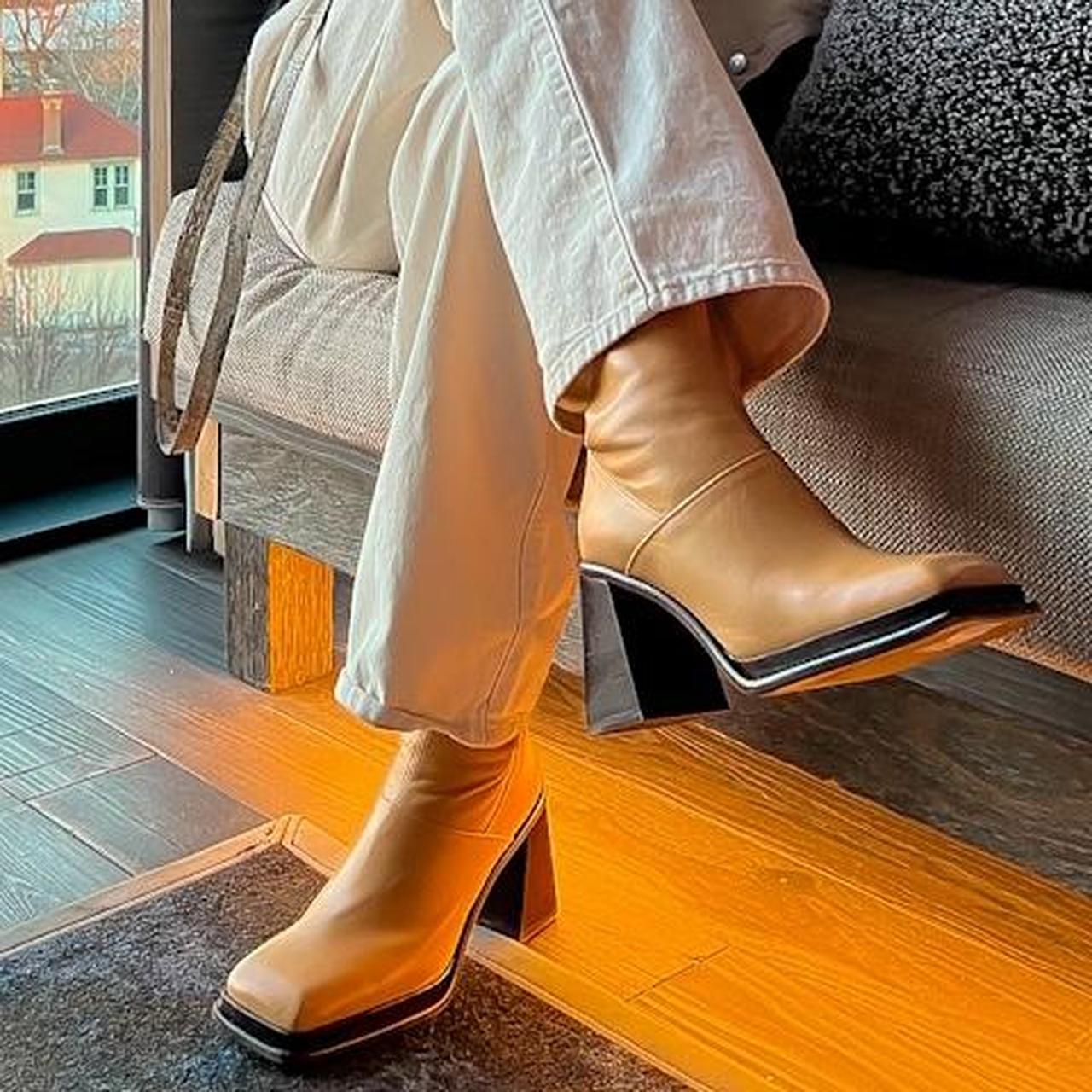 platform boots tan