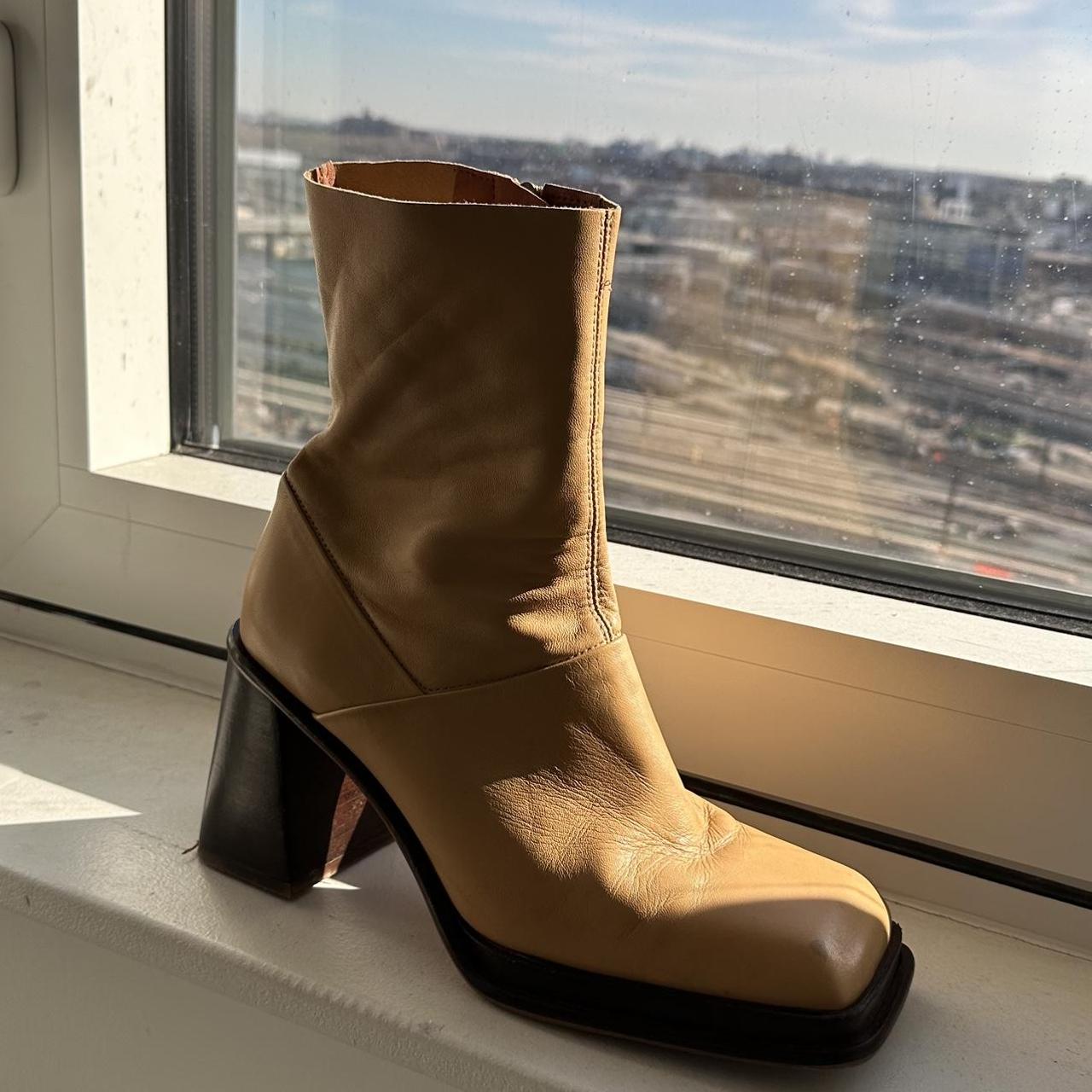 platform boots tan