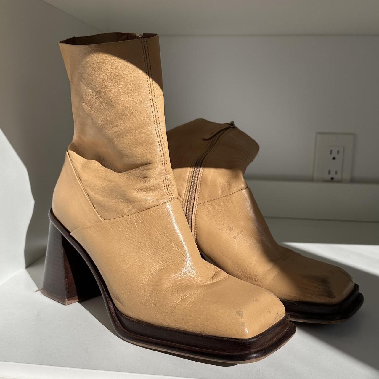 platform boots tan