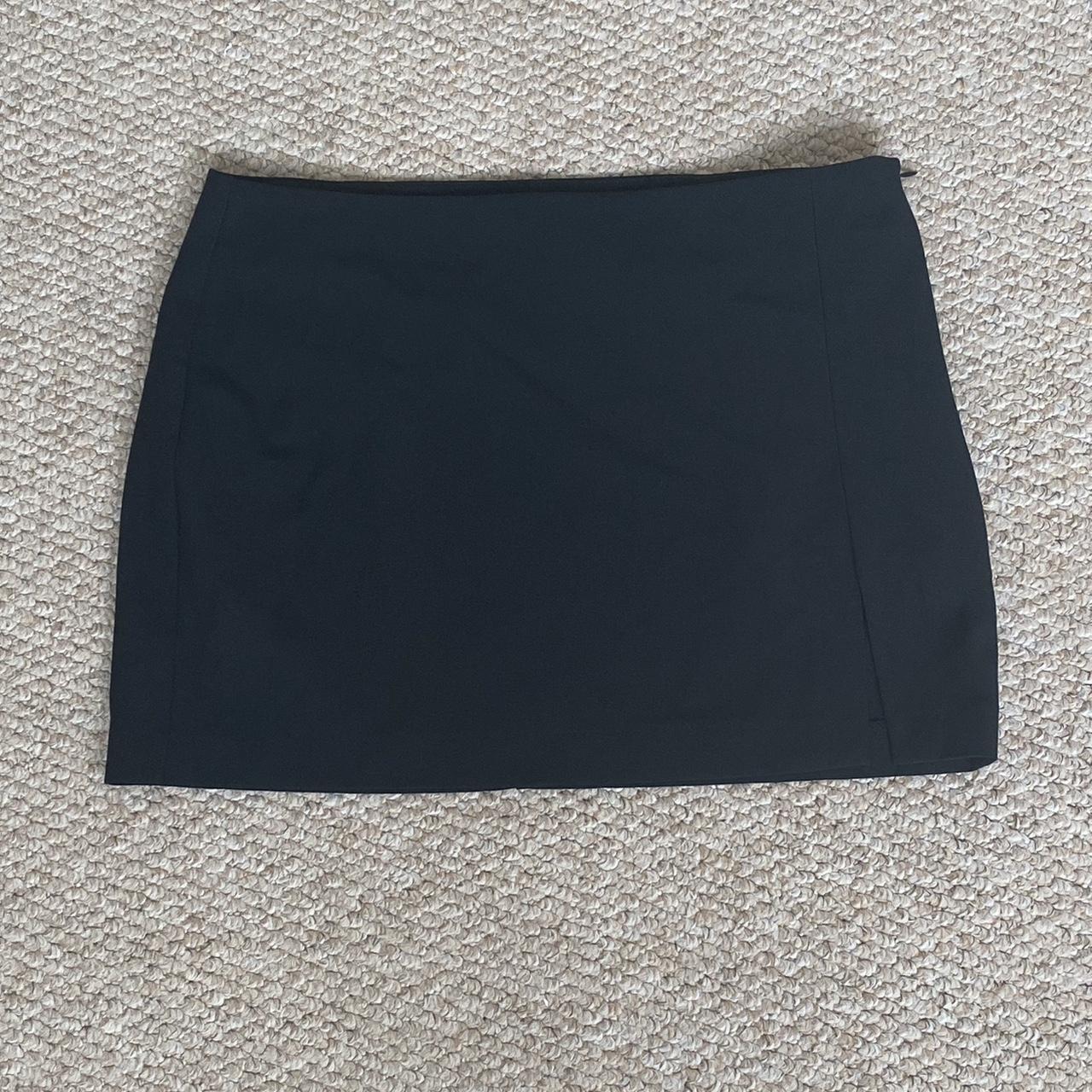 pull&bear black mini skirt with a slit in the side,... - Depop