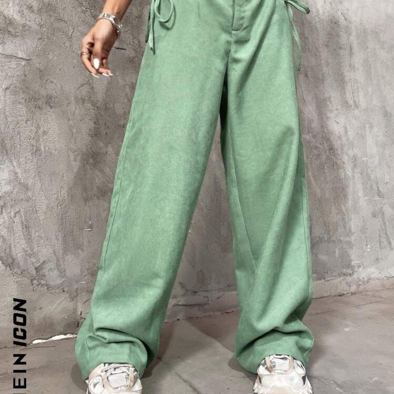 Sage green ribbed corduroy trousers Cut out... - Depop