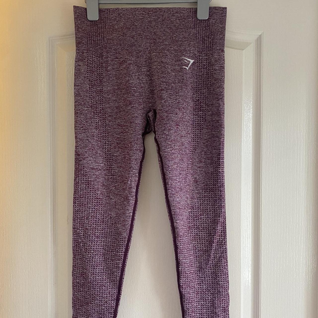 Gymshark Women's White and Purple Leggings | Depop