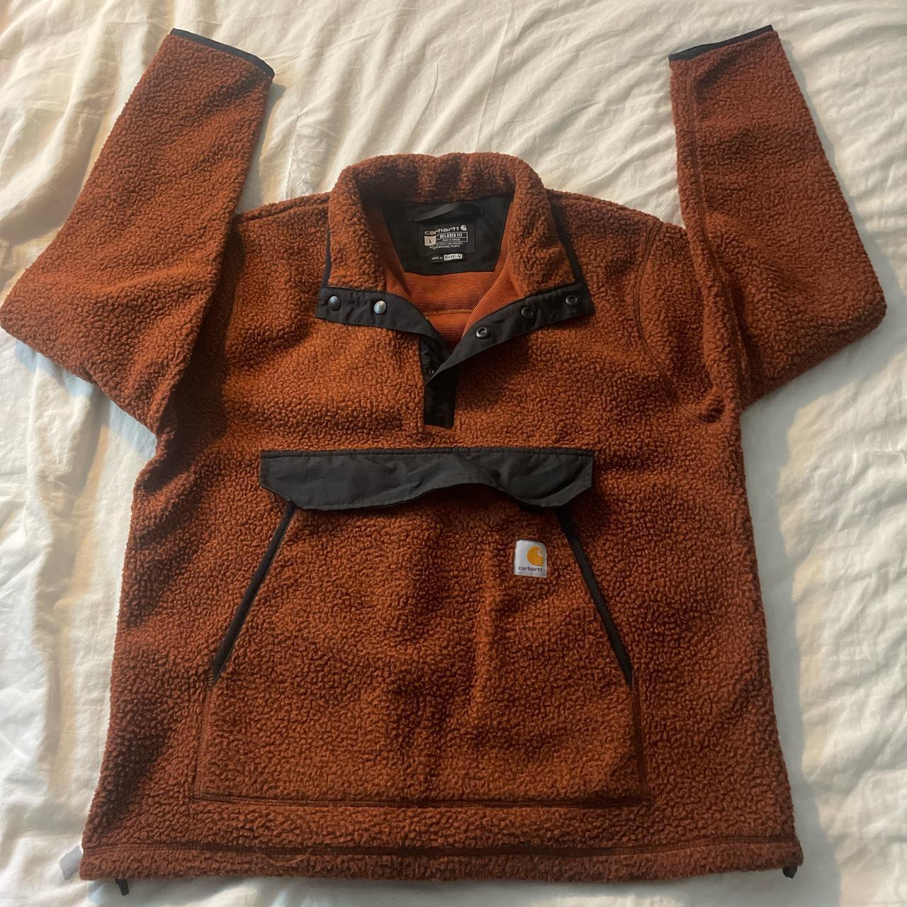 Carhartt Men's Orange and Black Sweatshirt | Depop