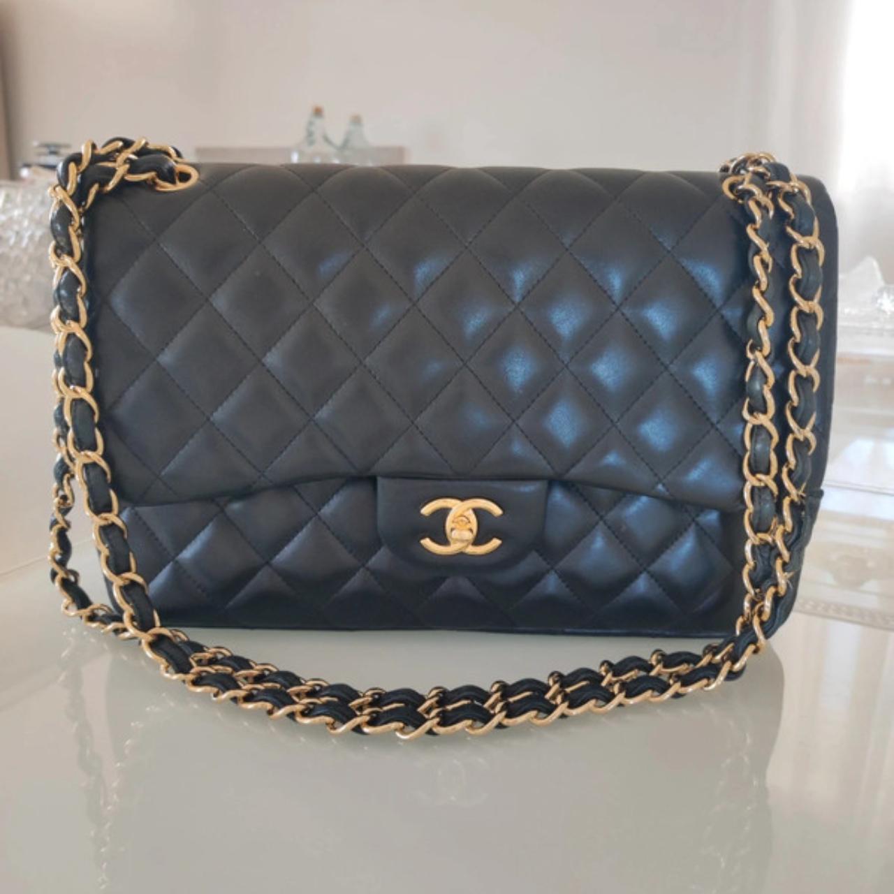 Chanel Jumbo Bag Chanel jumbo black with Gold... Depop