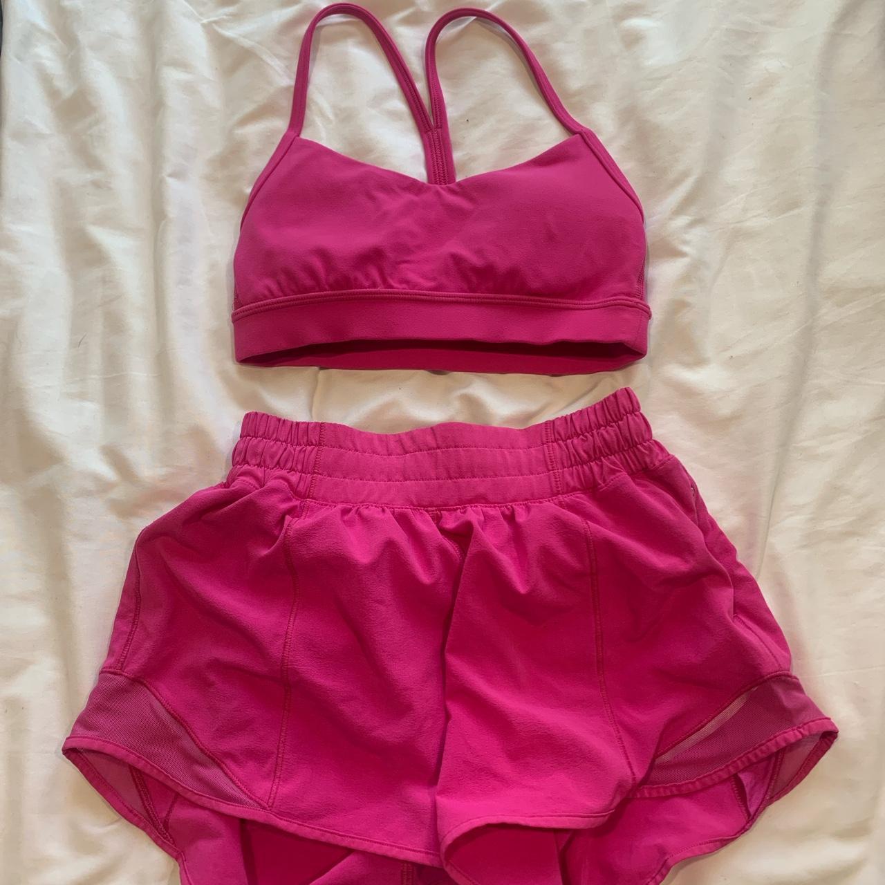 Neon Pink Lululemon sports bra Size 4 Good - Depop