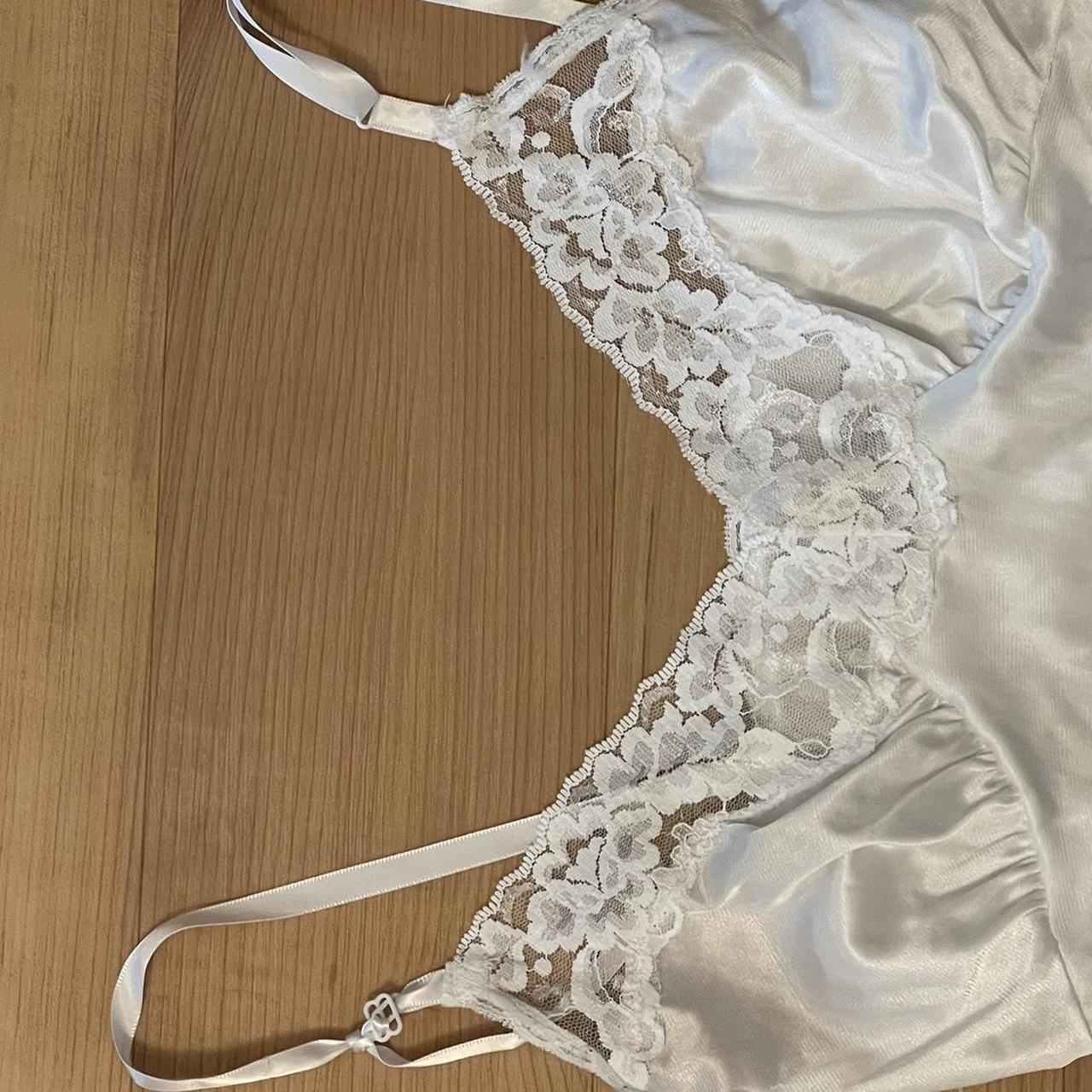 coquette white lace slip dress vintage lingerie size... - Depop