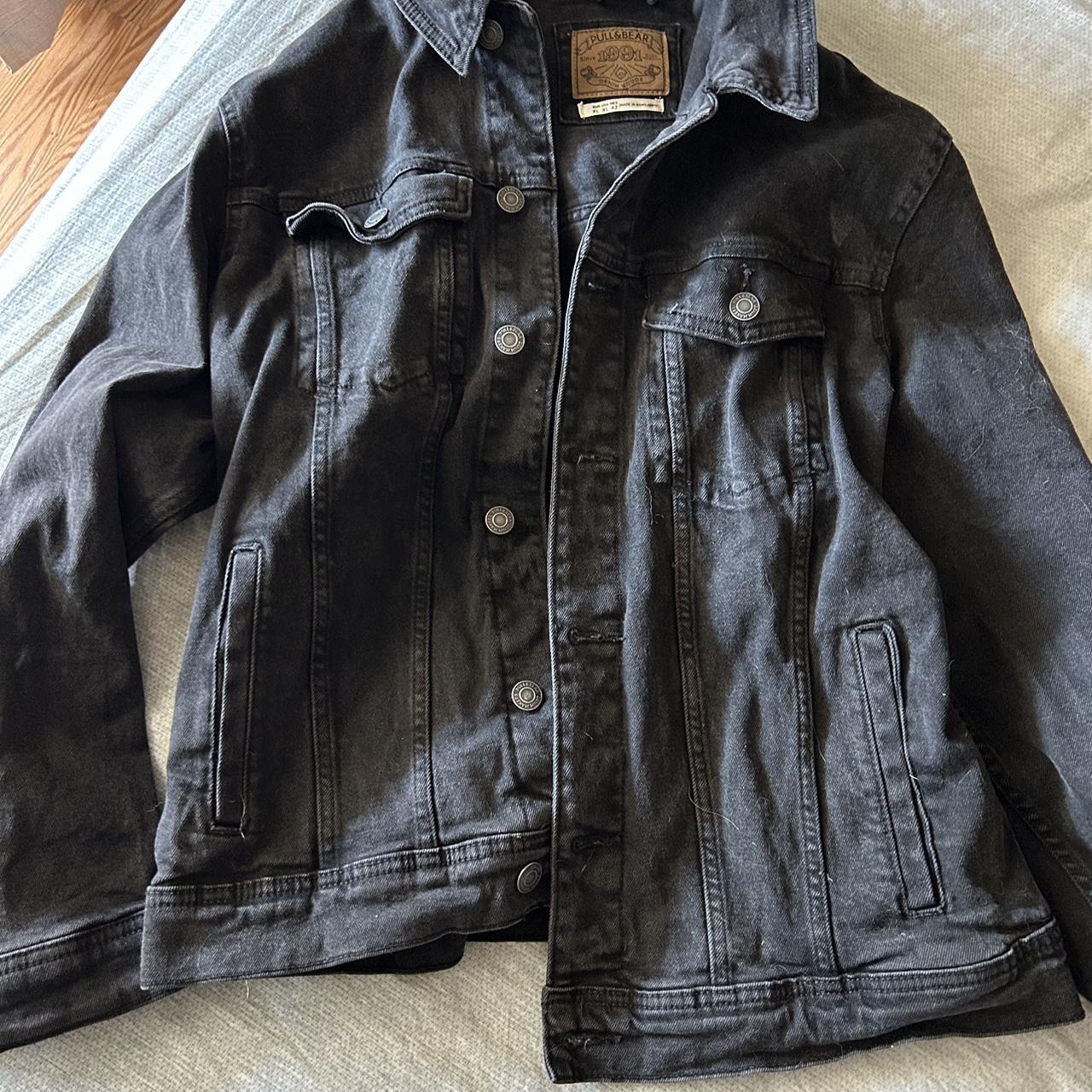 Pull&Bear vintage black denim jacket Size XL hype... Depop