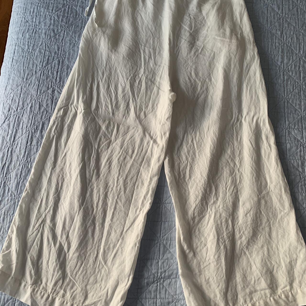 DEIJI STUDIOS white 100% linen size M pants. Elastic... - Depop