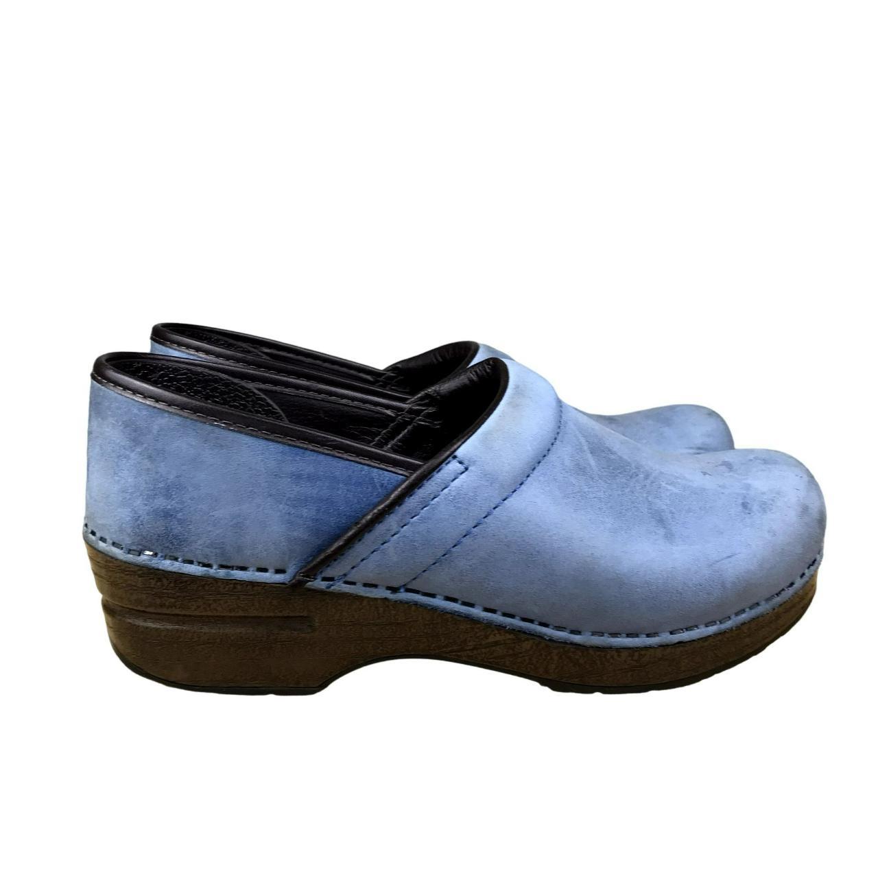 Dansko Clogs Women's 9 Blue Leather Slip On... - Depop