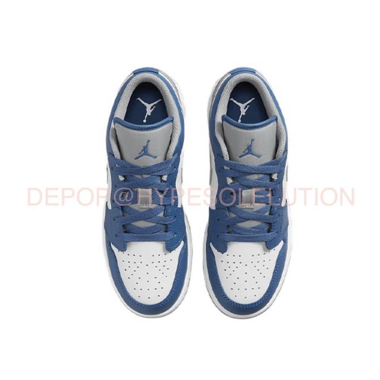 Jordan Women's Blue and Grey Trainers Depop