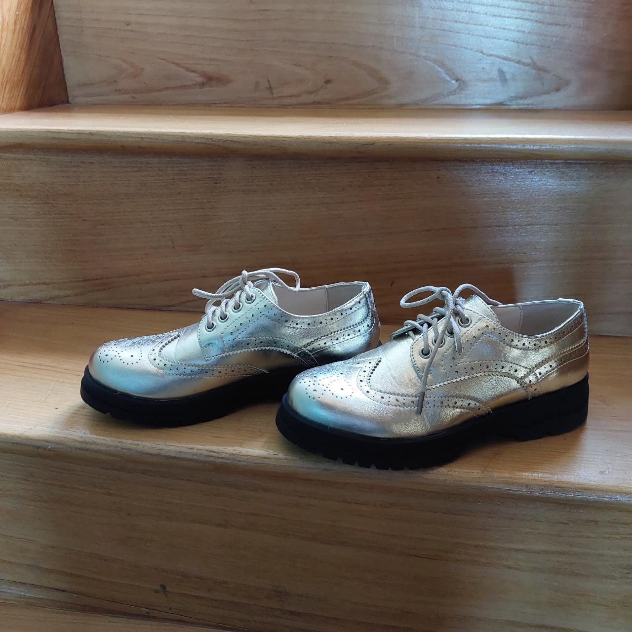 Women's Gold Brogues Depop