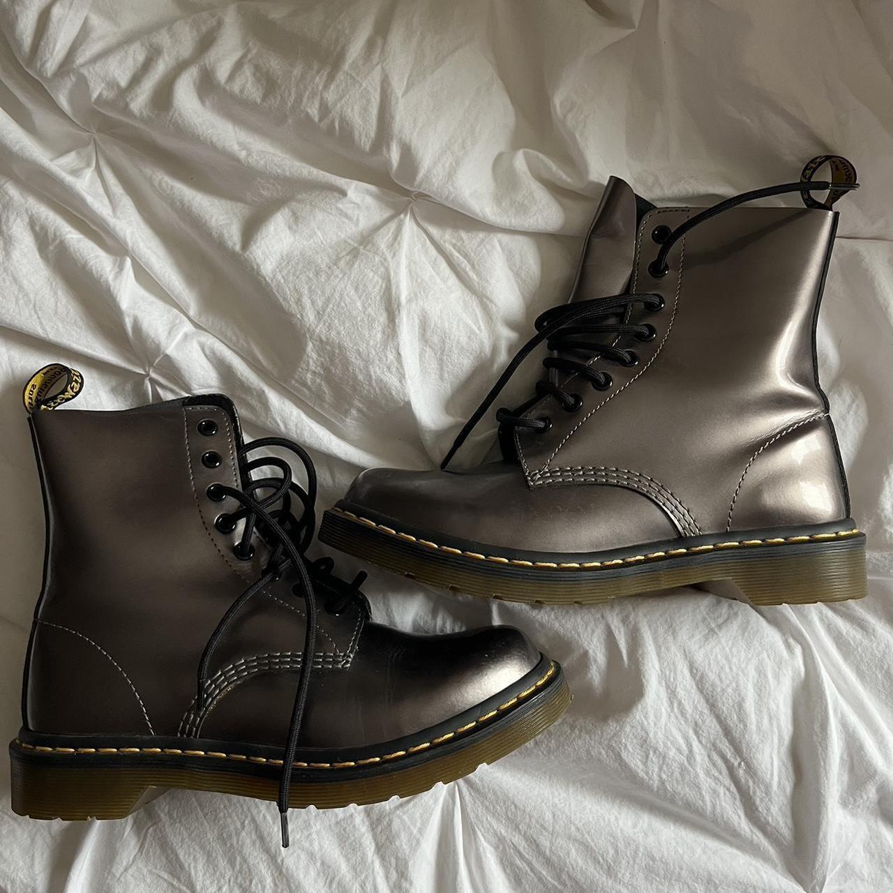 dr.martin boots never really worn size 8 metallic... - Depop