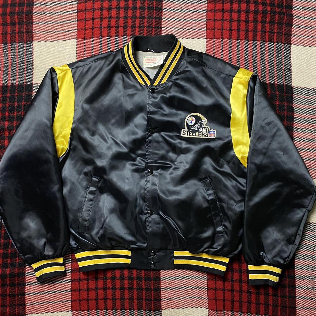 Vintage 80s Pittsburgh Steelers Chalk Line Jacket Mens XL Satin